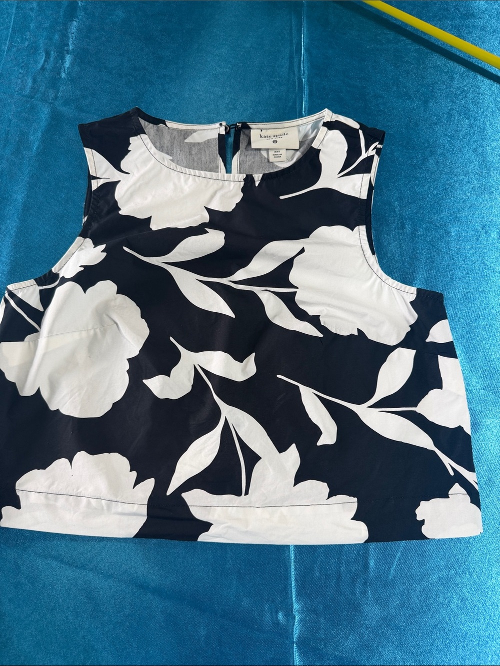 kate spade Navy and White Floral Sleeveless Crop Blouse